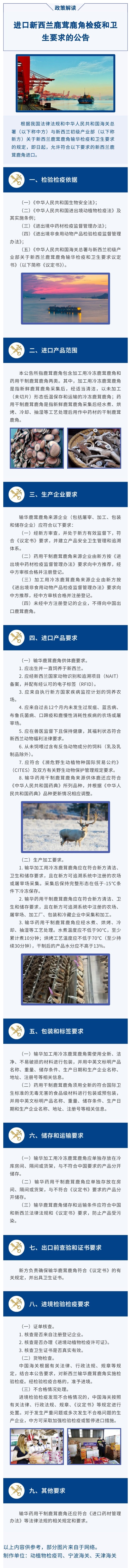 政策解读-海关总署关于进口新西兰鹿茸鹿角检疫和卫生要求的公告